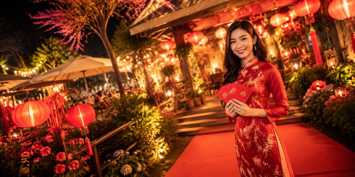 Hình ảnh phong bao đỏ may mắn và ly cà phê Đà Lạt – biểu tượng thưởng và giải trí tại Việt Nam