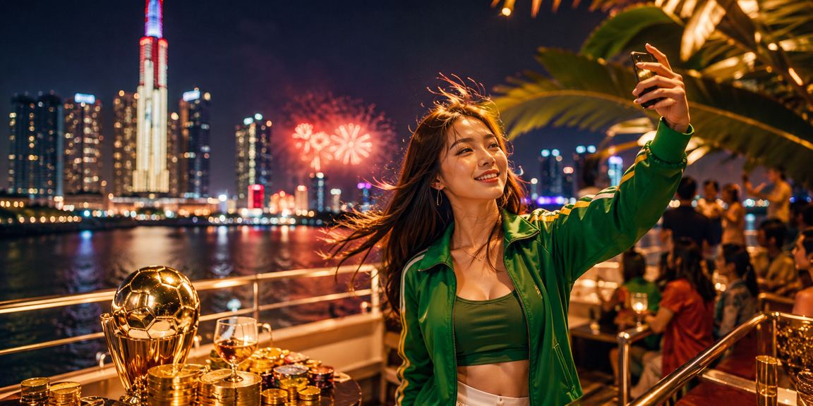 Người dùng tại chợ đêm Thành phố Hồ Chí Minh trải nghiệm trò chơi casino trên điện thoại